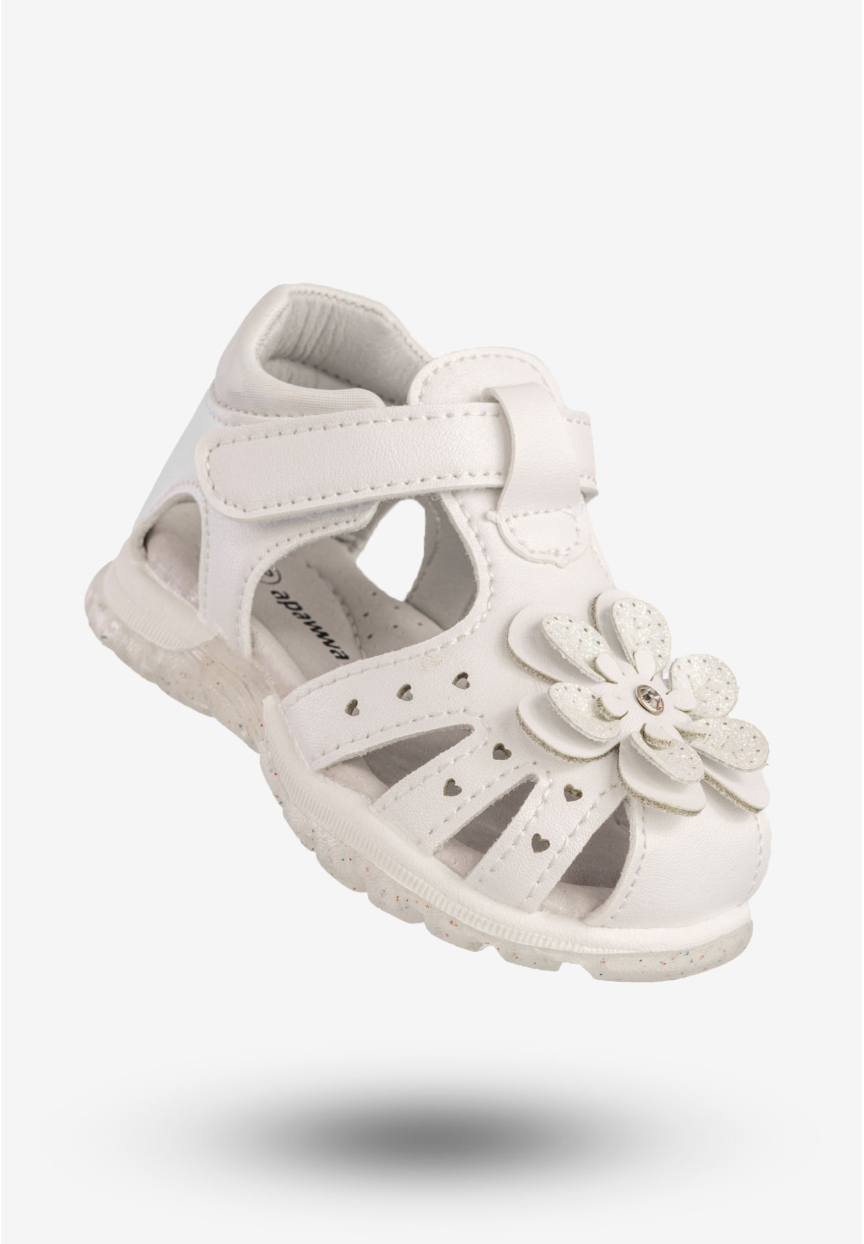 Sandały Dziewczęce Skórzana Wkładka Buty Na Rzepy Białe Apawwa T1220P