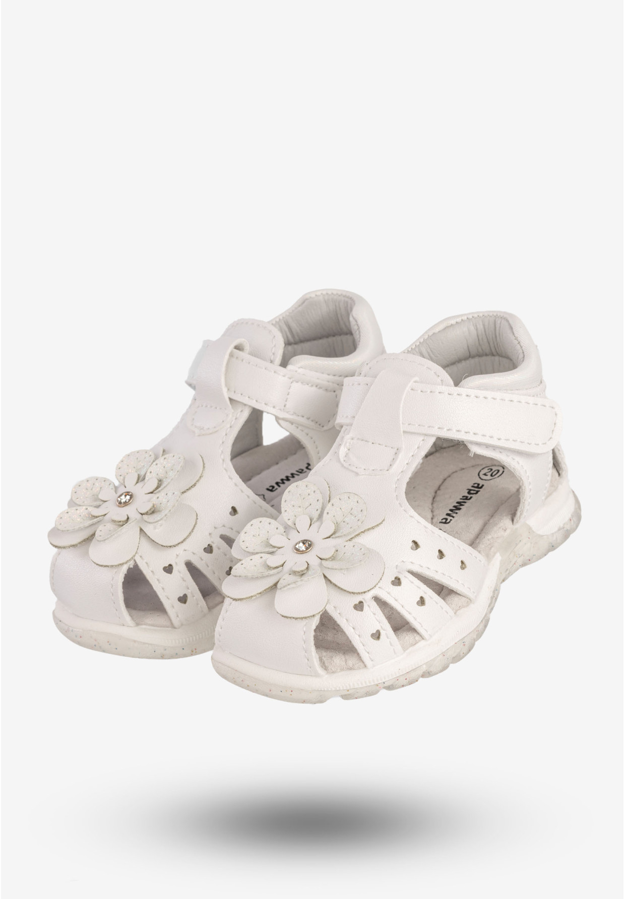 Sandały Dziewczęce Skórzana Wkładka Buty Na Rzepy Białe Apawwa T1220P