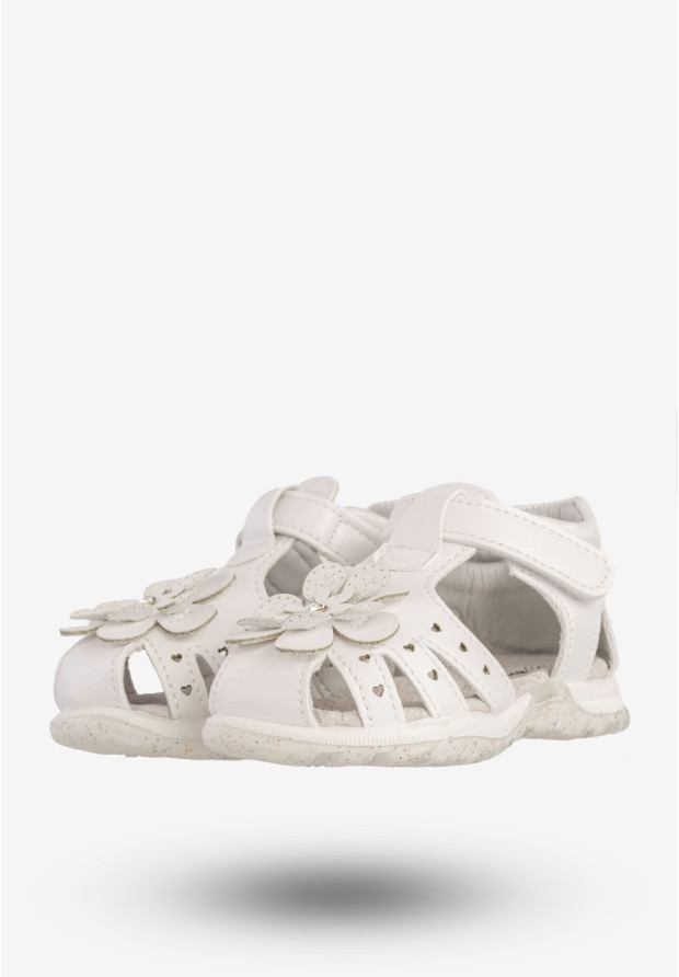 Sandały Dziewczęce Skórzana Wkładka Buty Na Rzepy Białe Apawwa T1220P