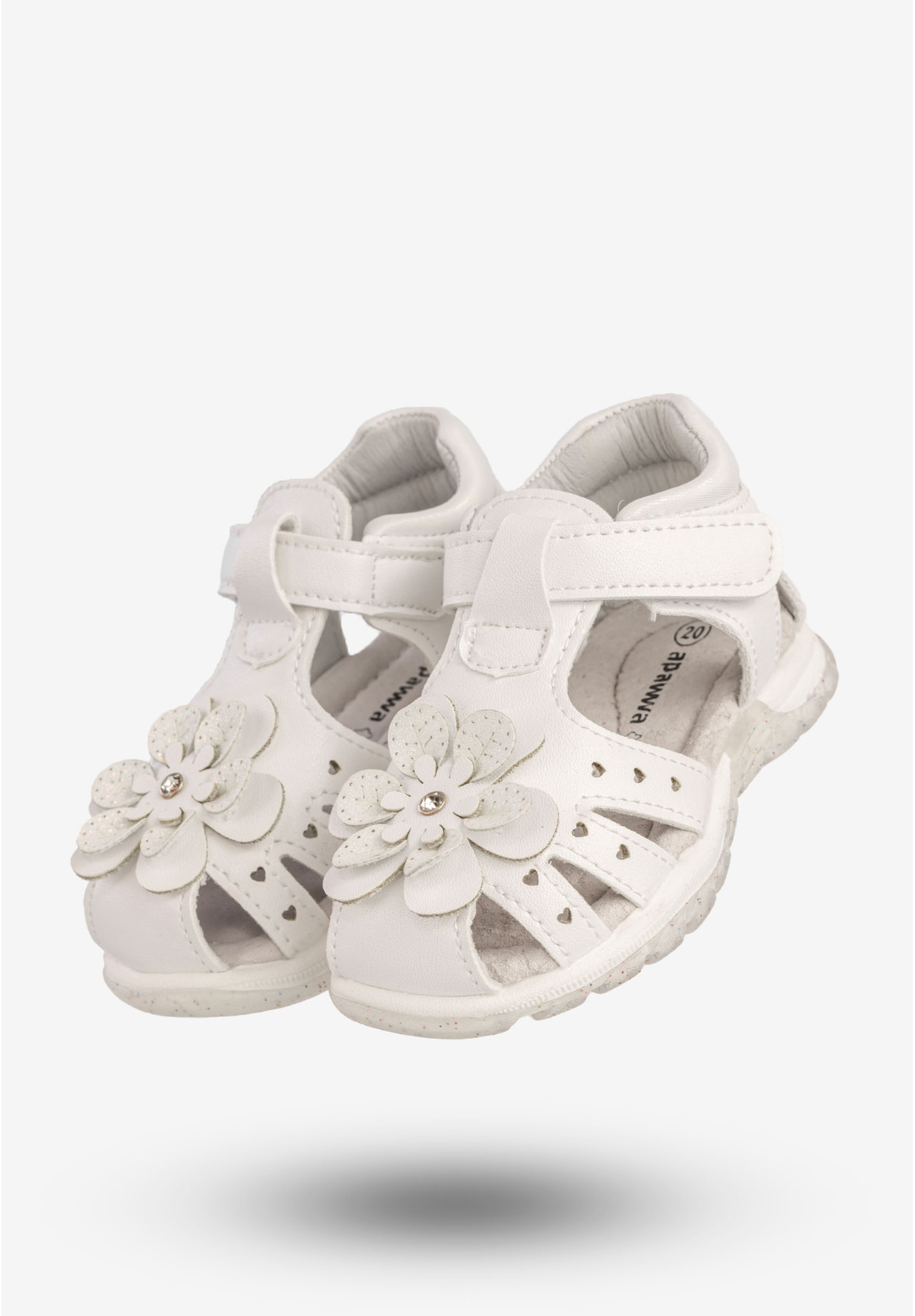 Sandały Dziewczęce Skórzana Wkładka Buty Na Rzepy Białe Apawwa T1220P