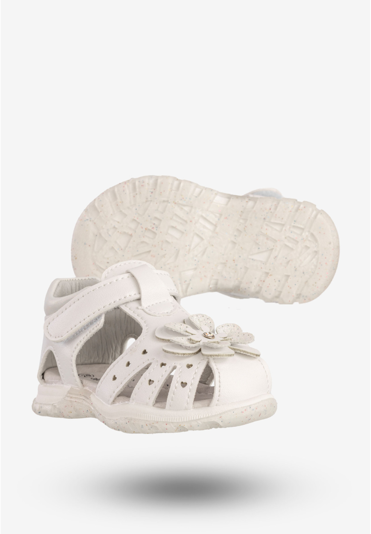 Sandały Dziewczęce Skórzana Wkładka Buty Na Rzepy Białe Apawwa T1220P
