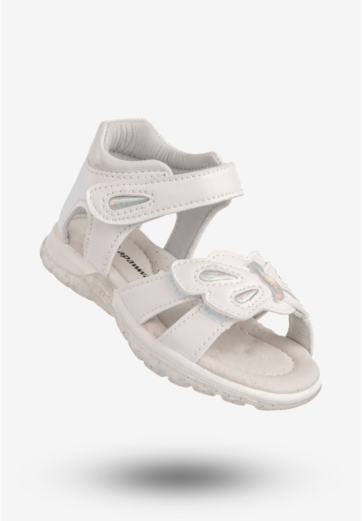 Sandały Dziewczęce Skórzana Wkładka Buty Na Rzepy Białe Apawwa T1225P