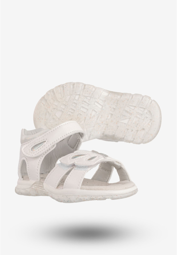 Sandały Dziewczęce Skórzana Wkładka Buty Na Rzepy Białe Apawwa T1225P