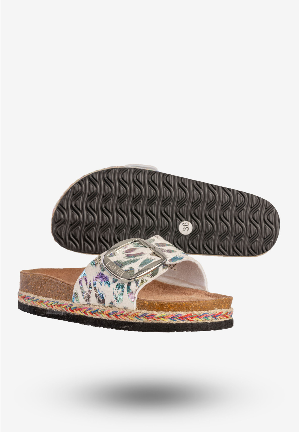 Klapki Damskie BIG STAR Buty Z Klamrą Letnie Białe DD274127