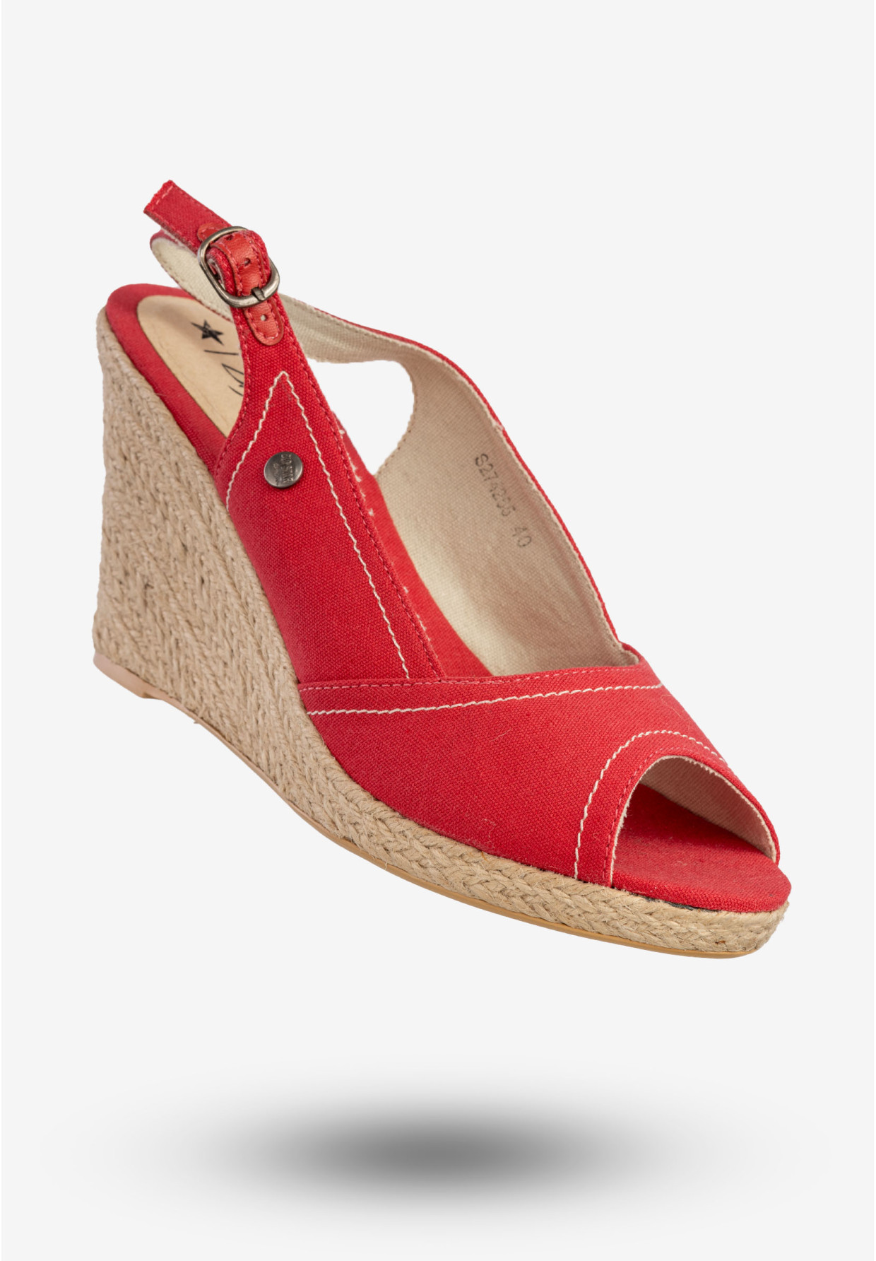 Sandały Damskie BIG STAR Buty Na Koturnie Materiałowe Czerwone S274265