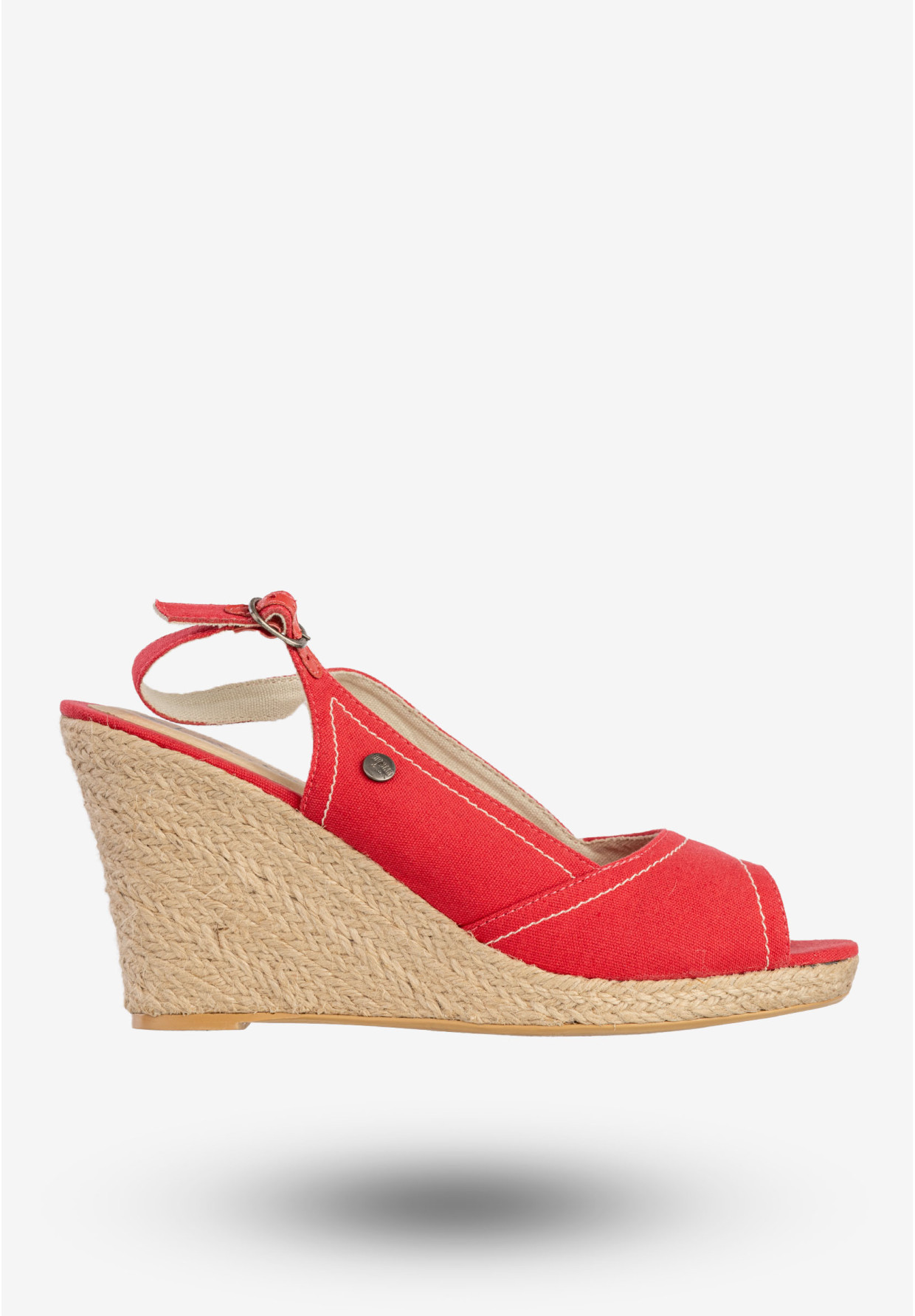 Sandały Damskie BIG STAR Buty Na Koturnie Materiałowe Czerwone S274265