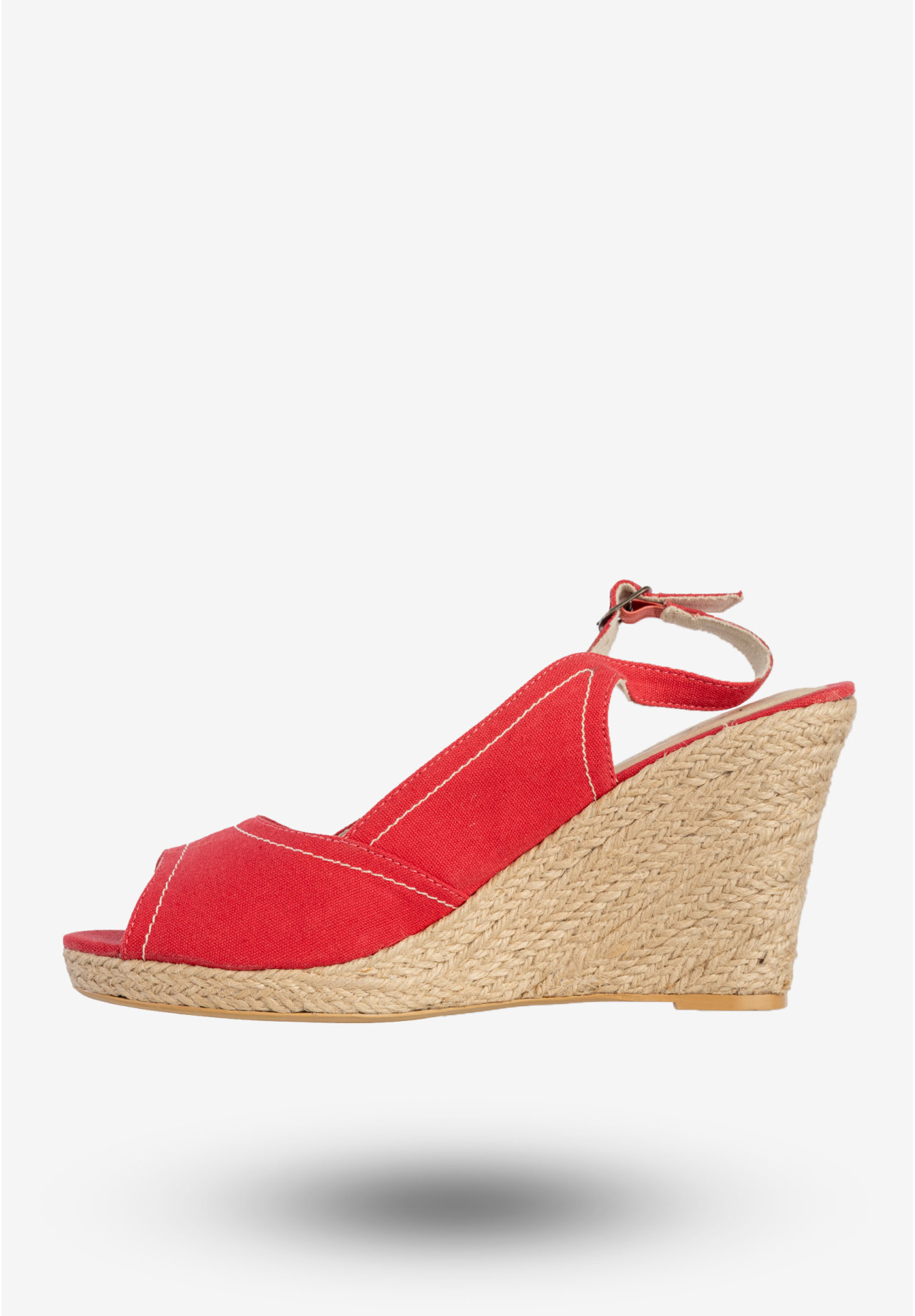 Sandały Damskie BIG STAR Buty Na Koturnie Materiałowe Czerwone S274265