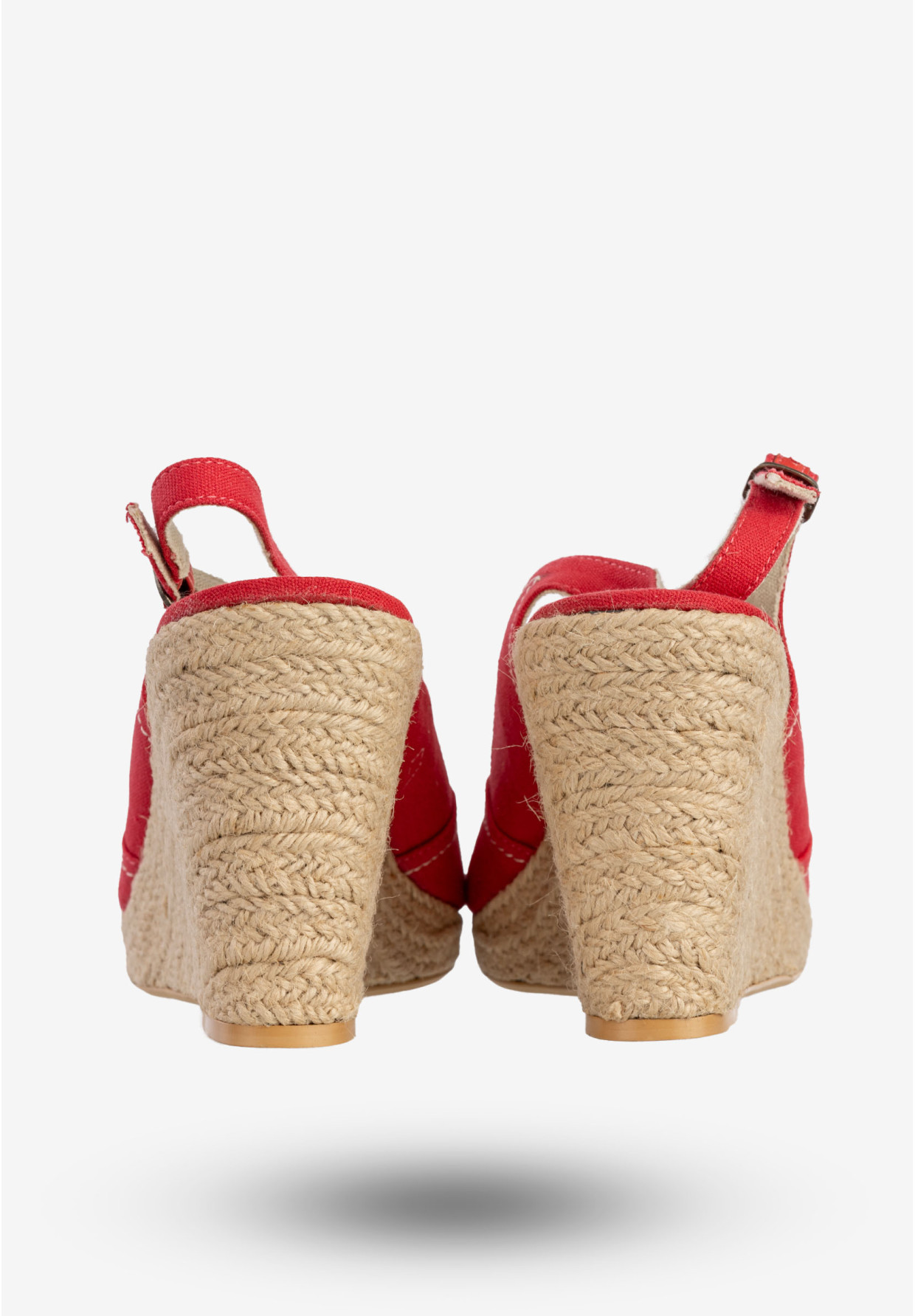 Sandały Damskie BIG STAR Buty Na Koturnie Materiałowe Czerwone S274265