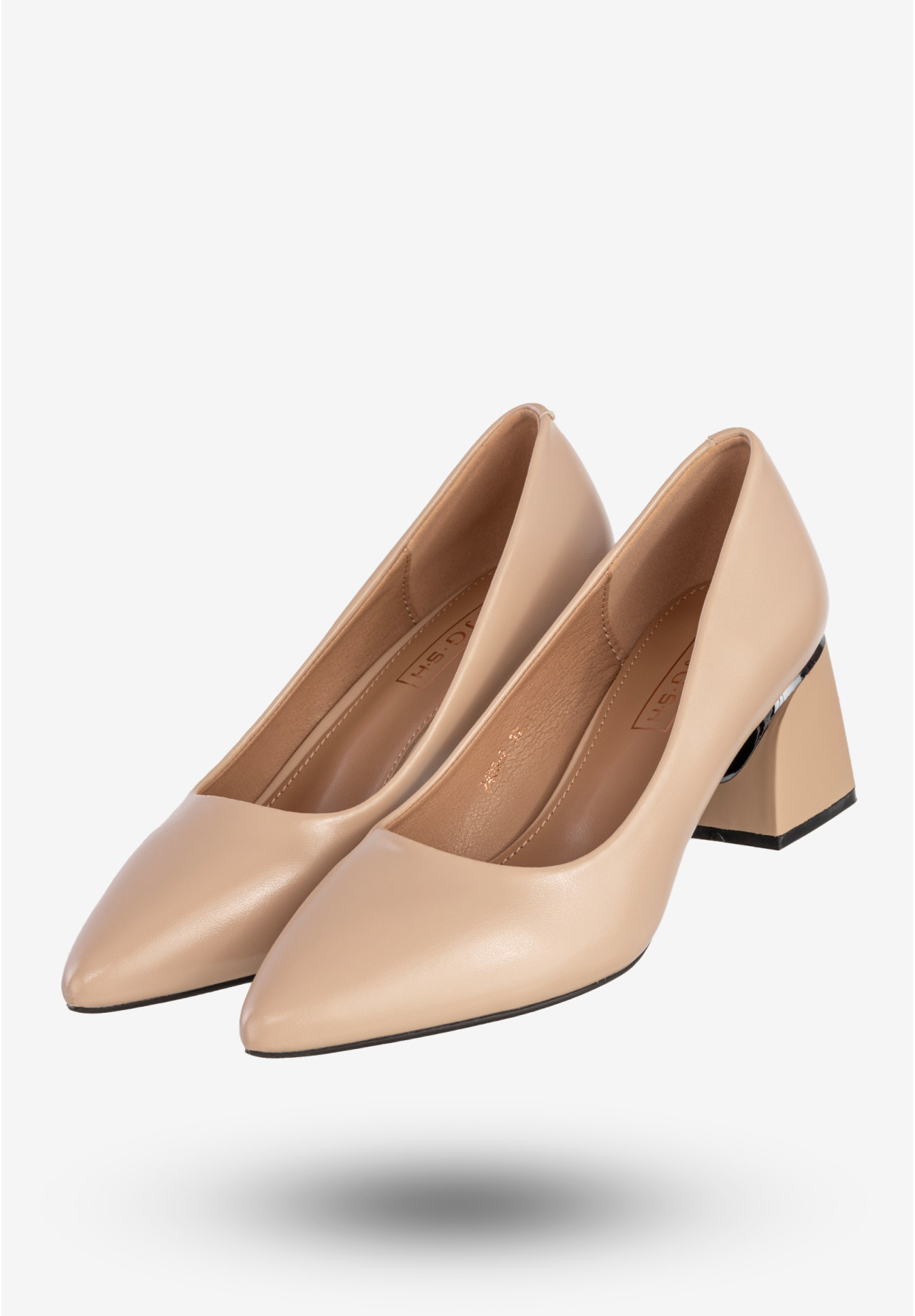 Czółenka Damskie Ekoskóra Eleganckie Buty Na Obcasie Beżowe YJG 2403-2