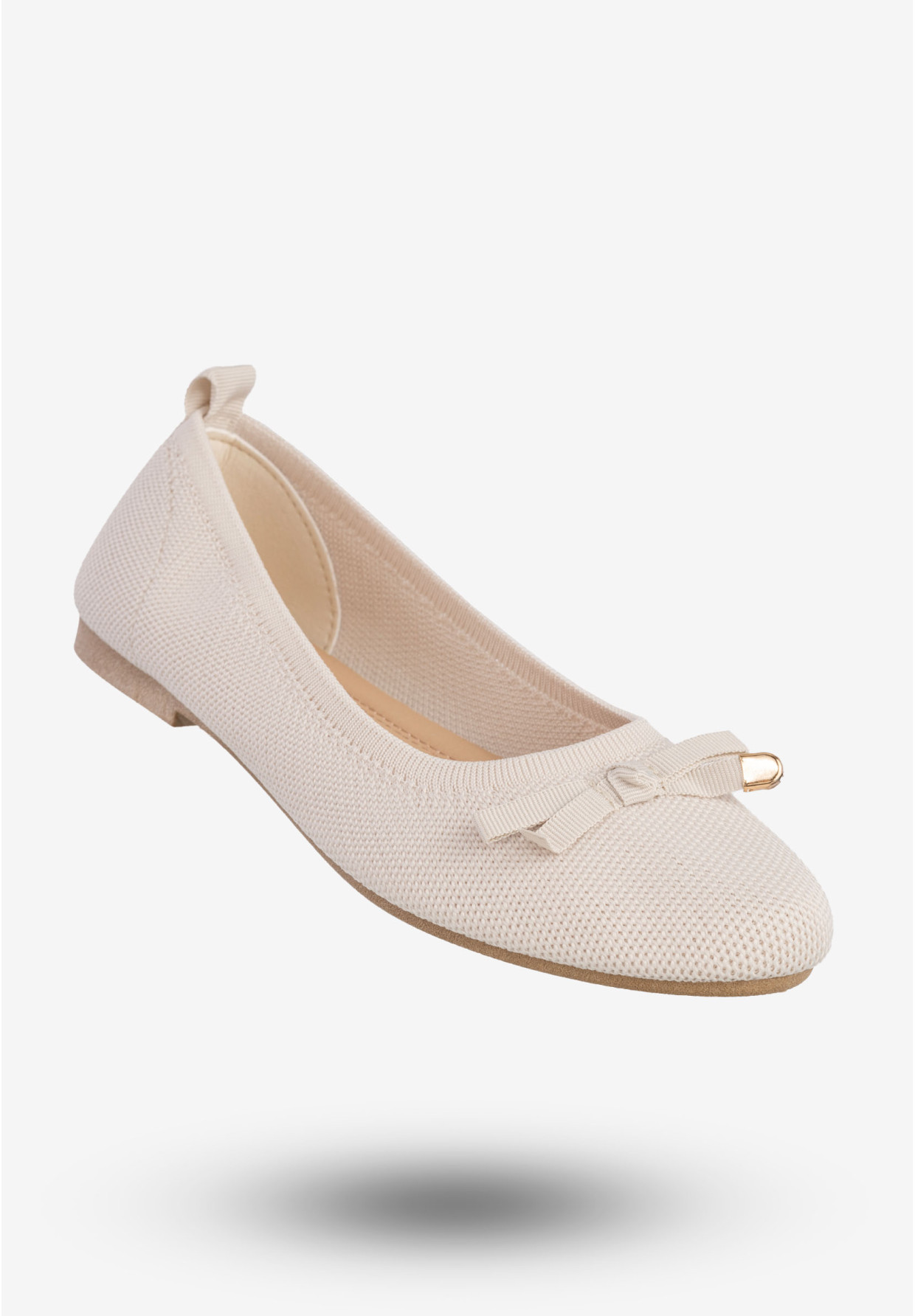 Baleriny Damskie Buty Z Kokardką Płaski Obcas Beżowe Bella Paris CB130-8