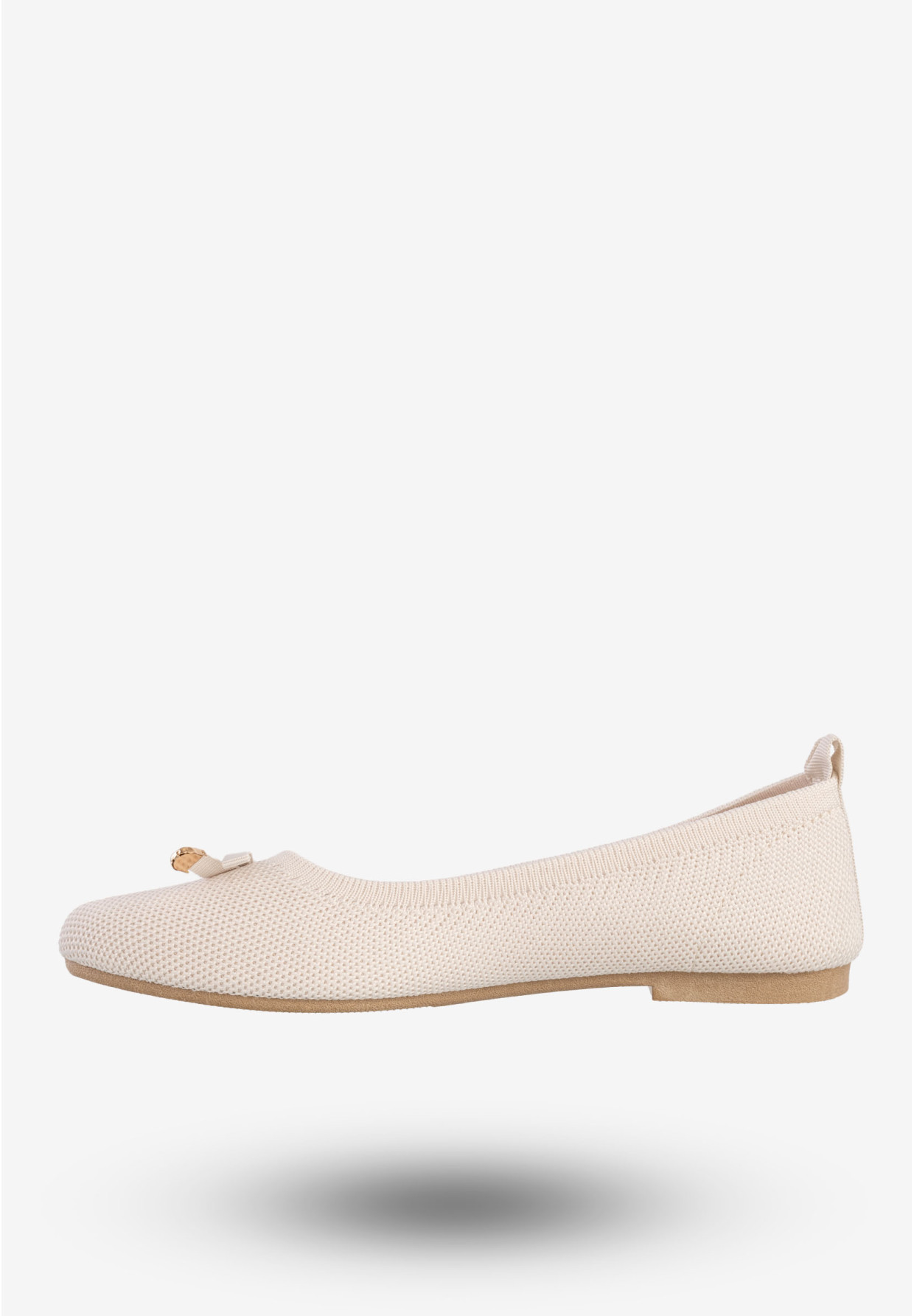 Baleriny Damskie Buty Z Kokardką Płaski Obcas Beżowe Bella Paris CB130-8