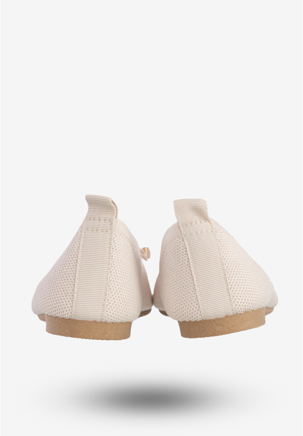 Baleriny Damskie Buty Z Kokardką Płaski Obcas Beżowe Bella Paris CB130-8