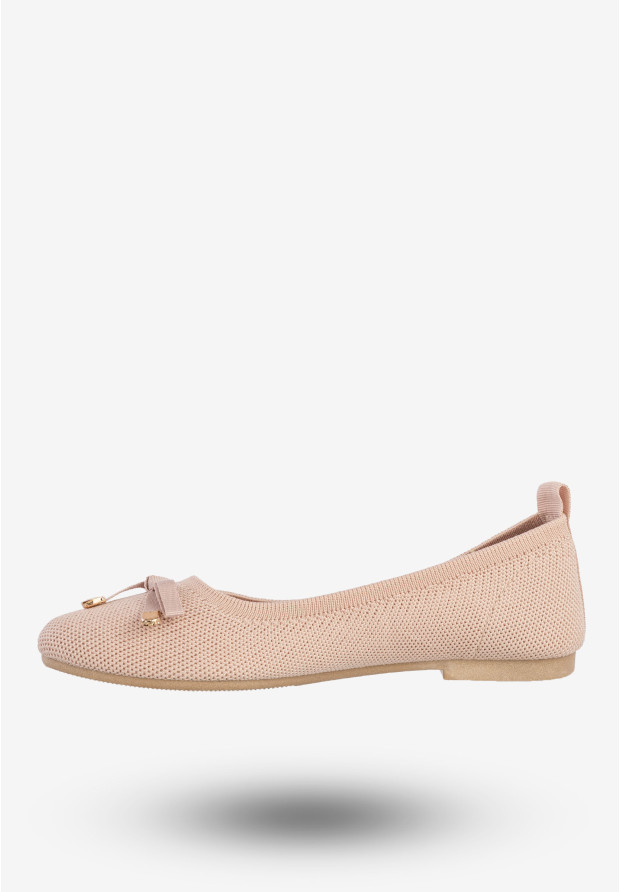 Baleriny Damskie Buty Z Kokardką Płaski Obcas Pudrowy Róż Bella Paris CB130-11