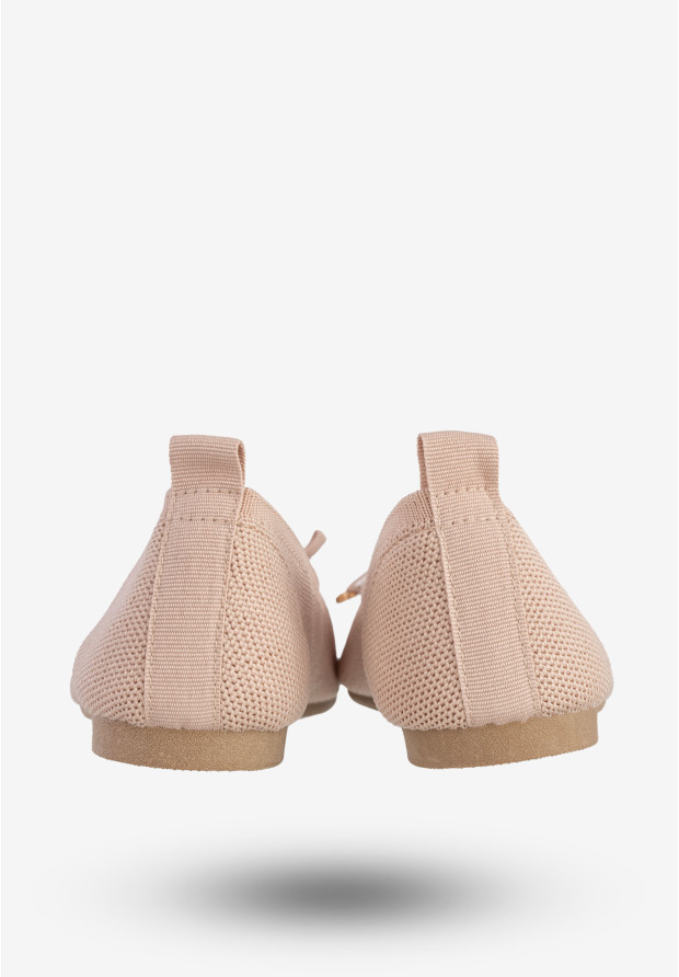 Baleriny Damskie Buty Z Kokardką Płaski Obcas Pudrowy Róż Bella Paris CB130-11