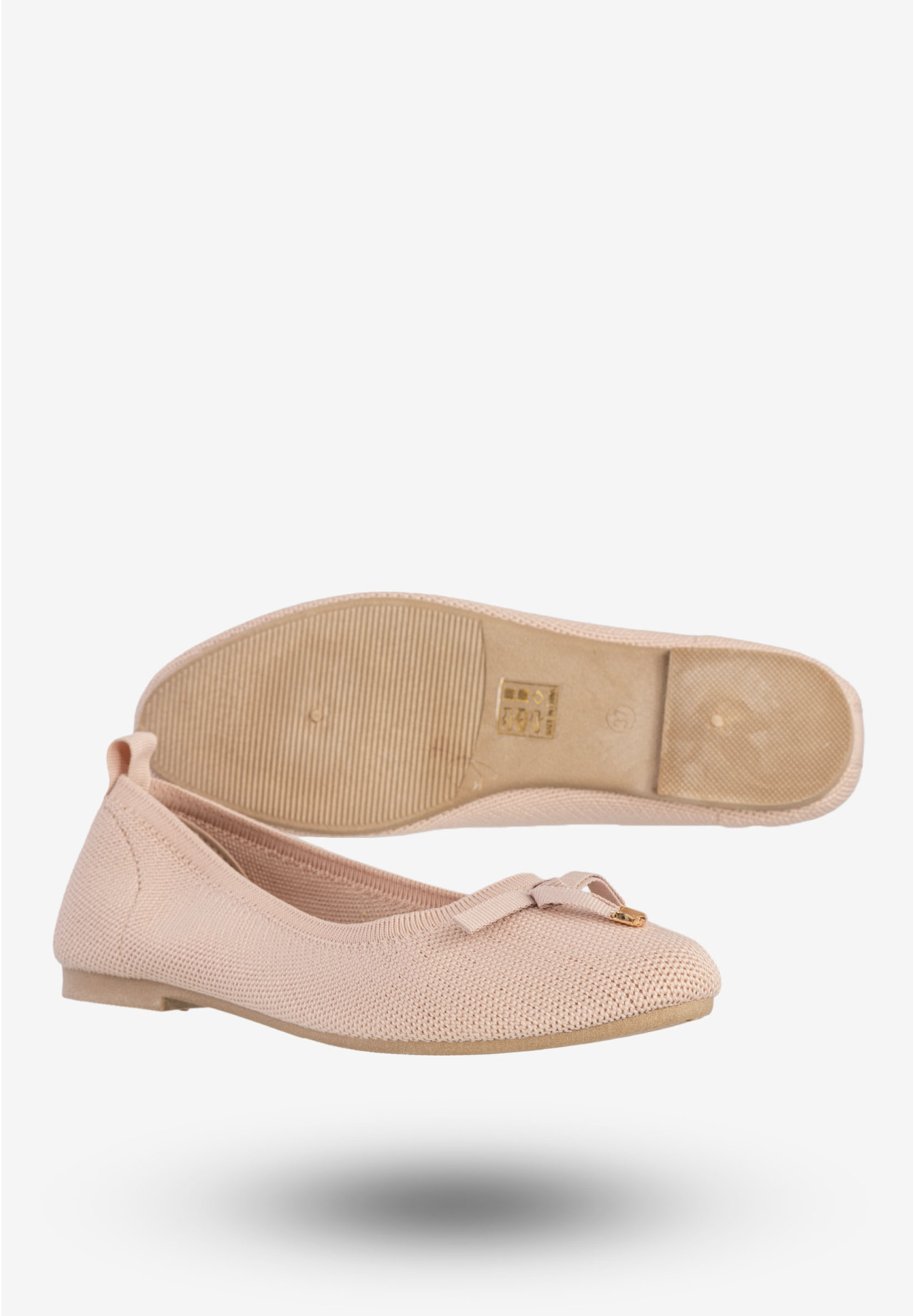 Baleriny Damskie Buty Z Kokardką Płaski Obcas Pudrowy Róż Bella Paris CB130-11