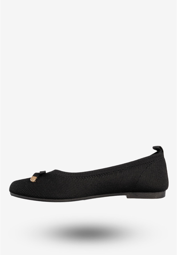 Baleriny Damskie Buty Z Kokardką Płaski Obcas Czarne Bella Paris CB130
