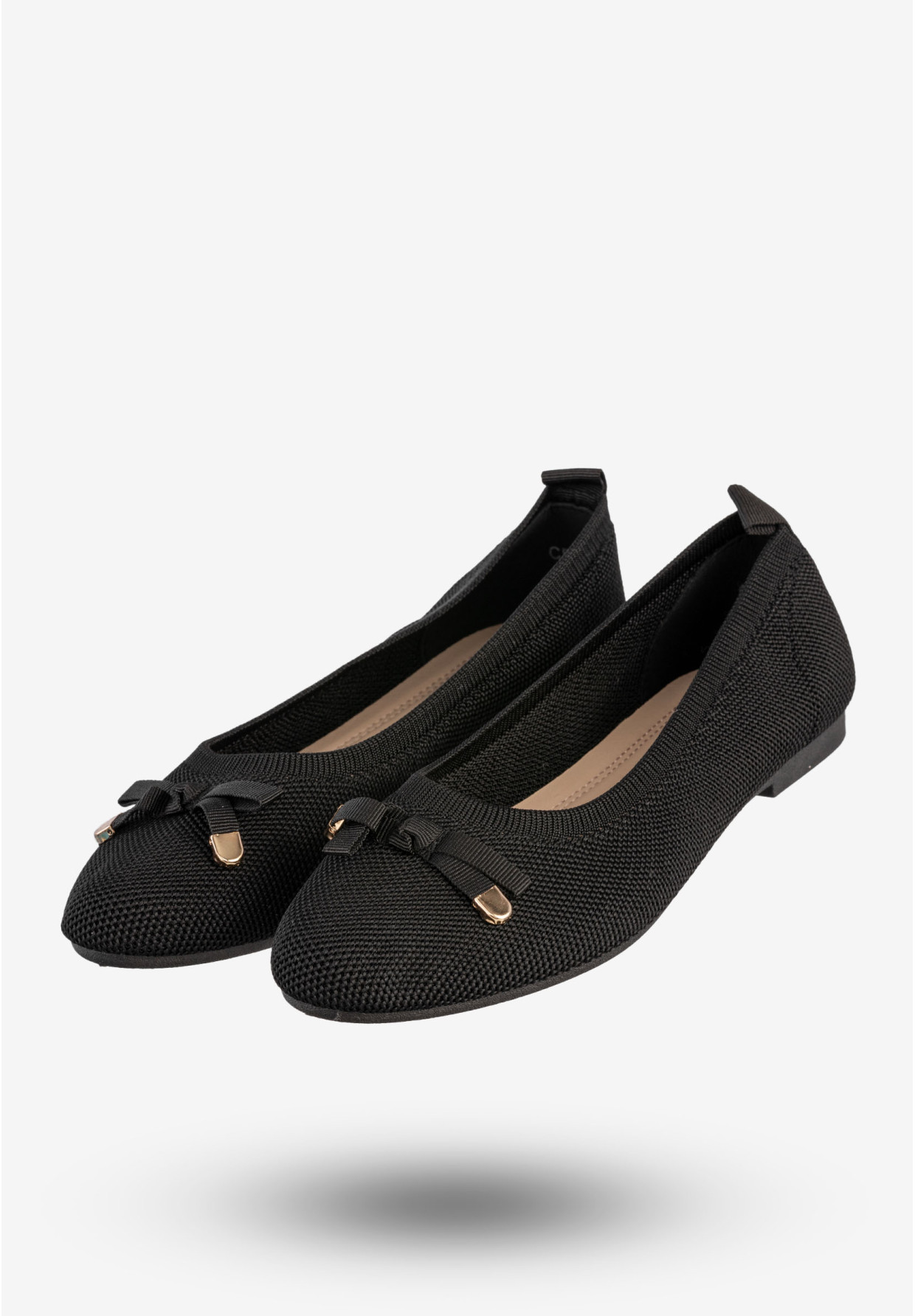 Baleriny Damskie Buty Z Kokardką Płaski Obcas Czarne Bella Paris CB130