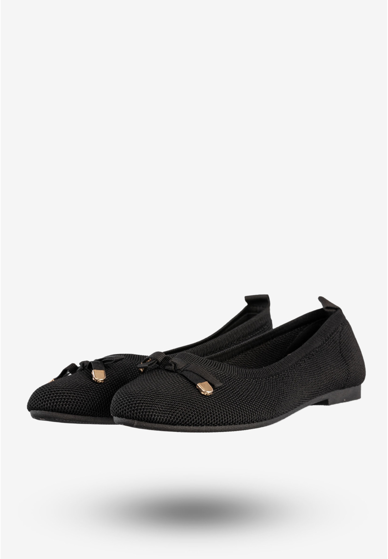 Baleriny Damskie Buty Z Kokardką Płaski Obcas Czarne Bella Paris CB130