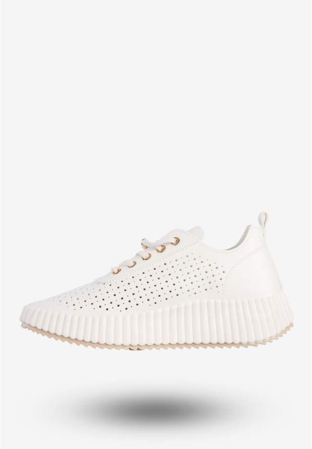 Sneakersy Damskie Ekoskóra Buty Na Platformie Półbuty Białe MSMG TL551-9