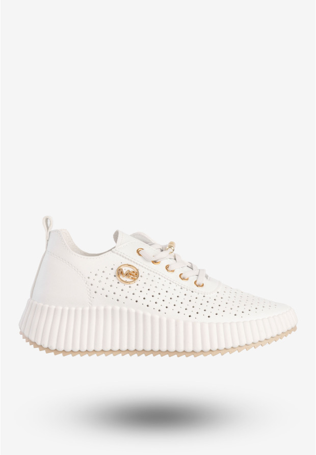 Sneakersy Damskie Ekoskóra Buty Na Platformie Półbuty Białe MSMG TL551-9