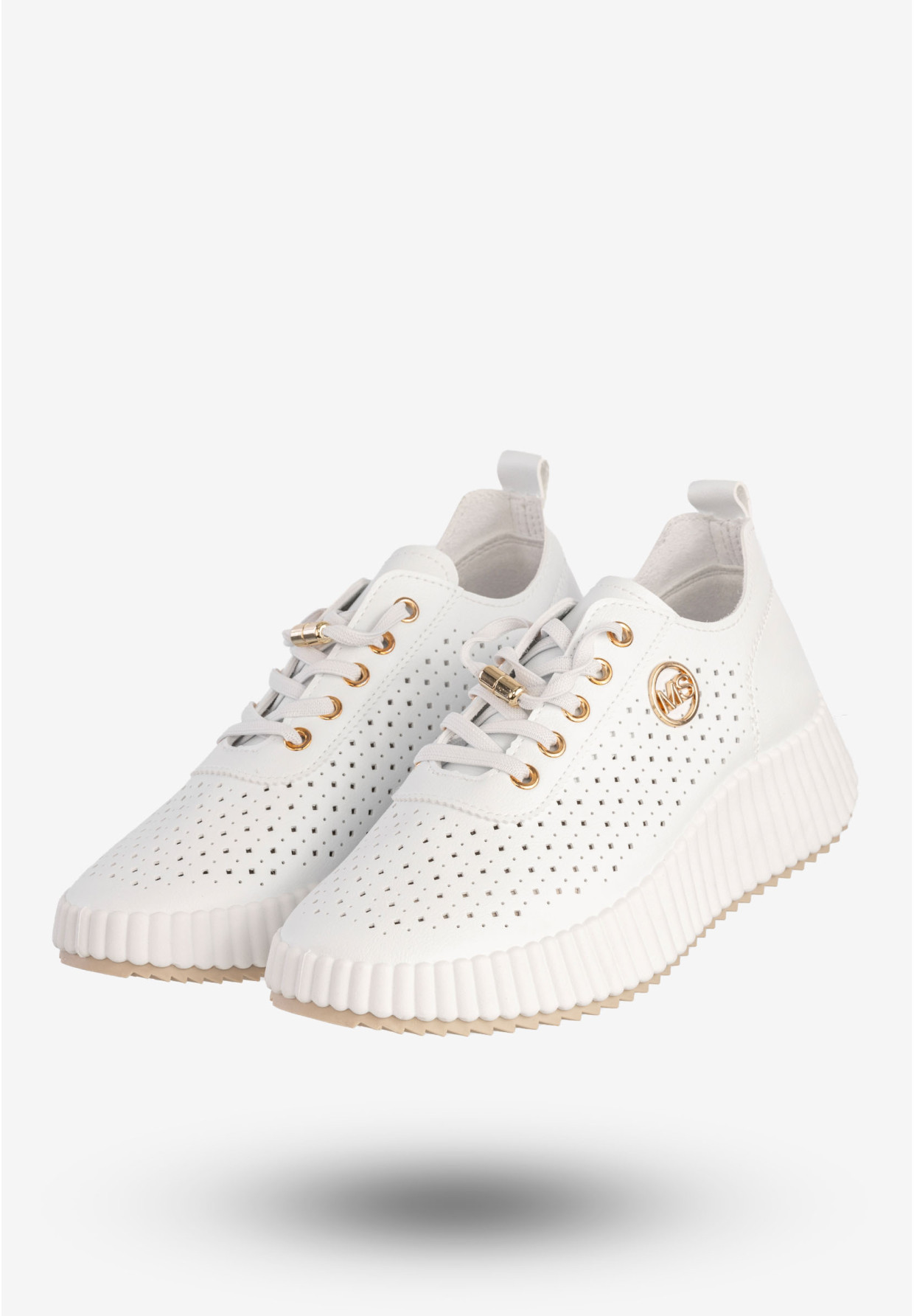 Sneakersy Damskie Ekoskóra Buty Na Platformie Półbuty Białe MSMG TL551-9
