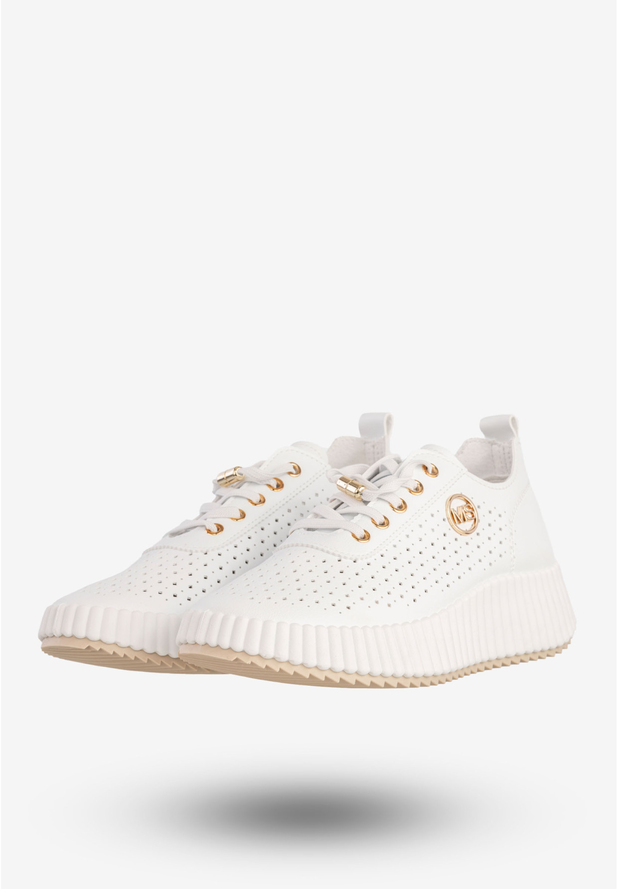 Sneakersy Damskie Ekoskóra Buty Na Platformie Półbuty Białe MSMG TL551-9