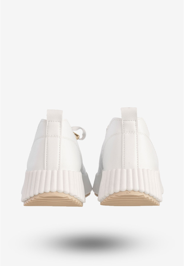 Sneakersy Damskie Ekoskóra Buty Na Platformie Półbuty Białe MSMG TL551-9