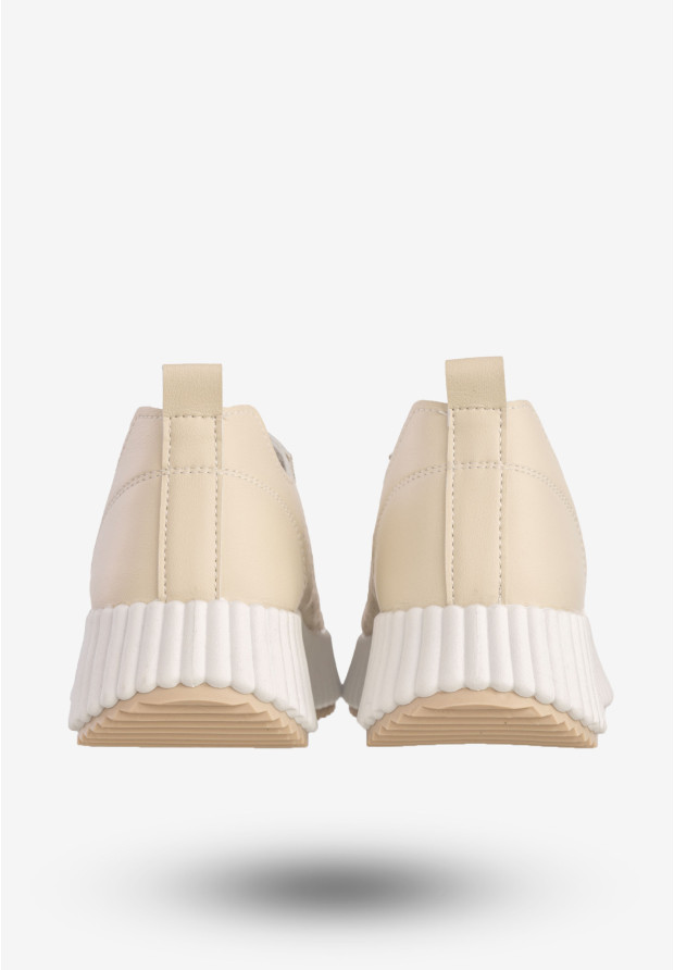 Sneakersy Damskie Ekoskóra Buty Na Platformie Półbuty Beżowe MSMG TL551-8