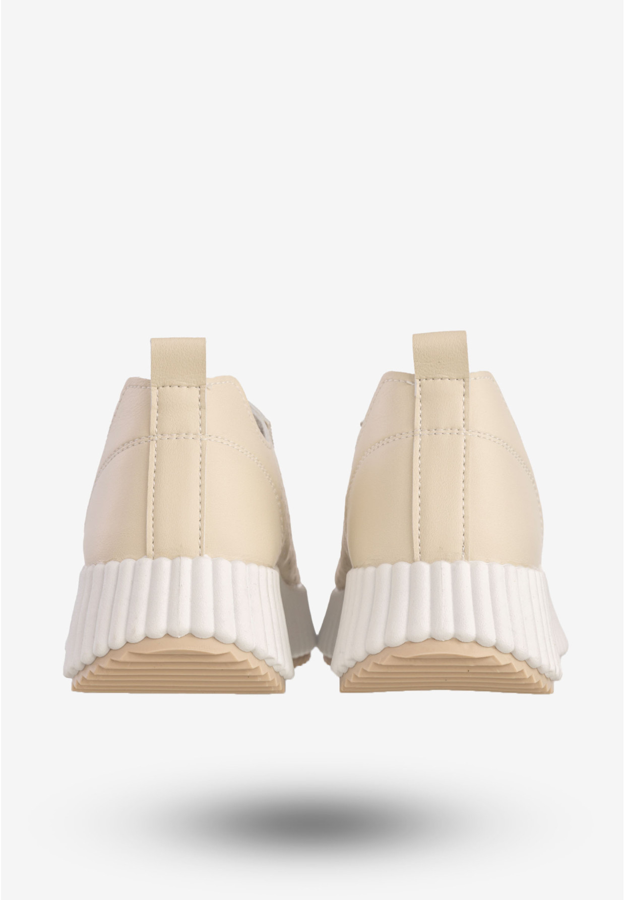 Sneakersy Damskie Ekoskóra Buty Na Platformie Półbuty Beżowe MSMG TL551-8