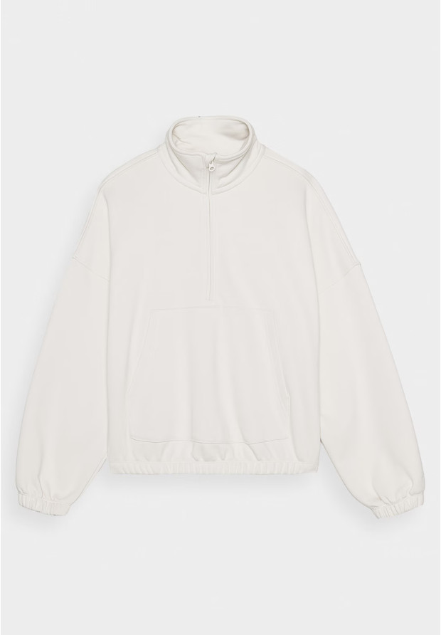 Bluza Dresowa Damska 4F Bez Kaptura Ze Stójką Beżowa 4FRAW24TSWSF1824