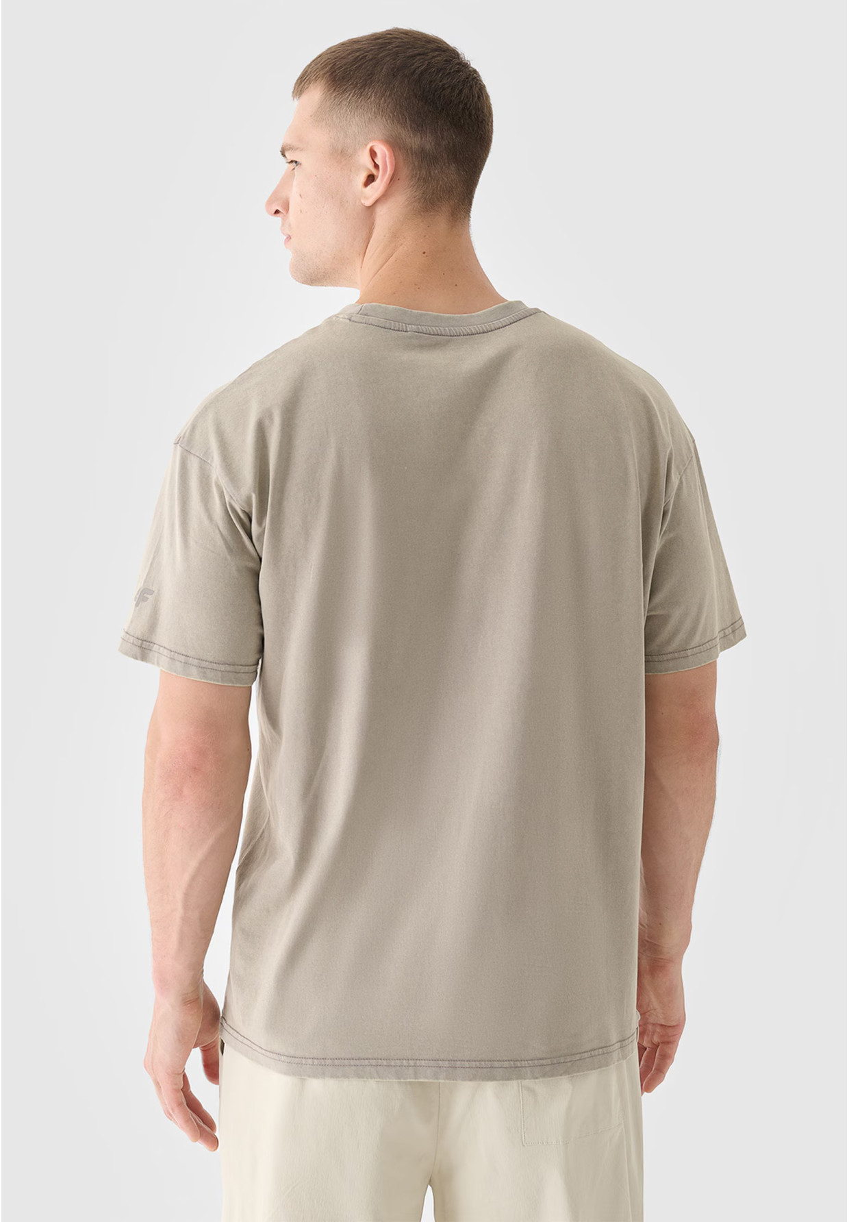 Koszulka Męska 4F T-shirt Z Efektem Acid Wash Jasny Brąz 4FRSS24TTSHM2553