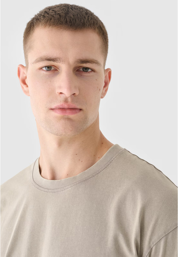Koszulka Męska 4F T-shirt Z Efektem Acid Wash Jasny Brąz 4FRSS24TTSHM2553