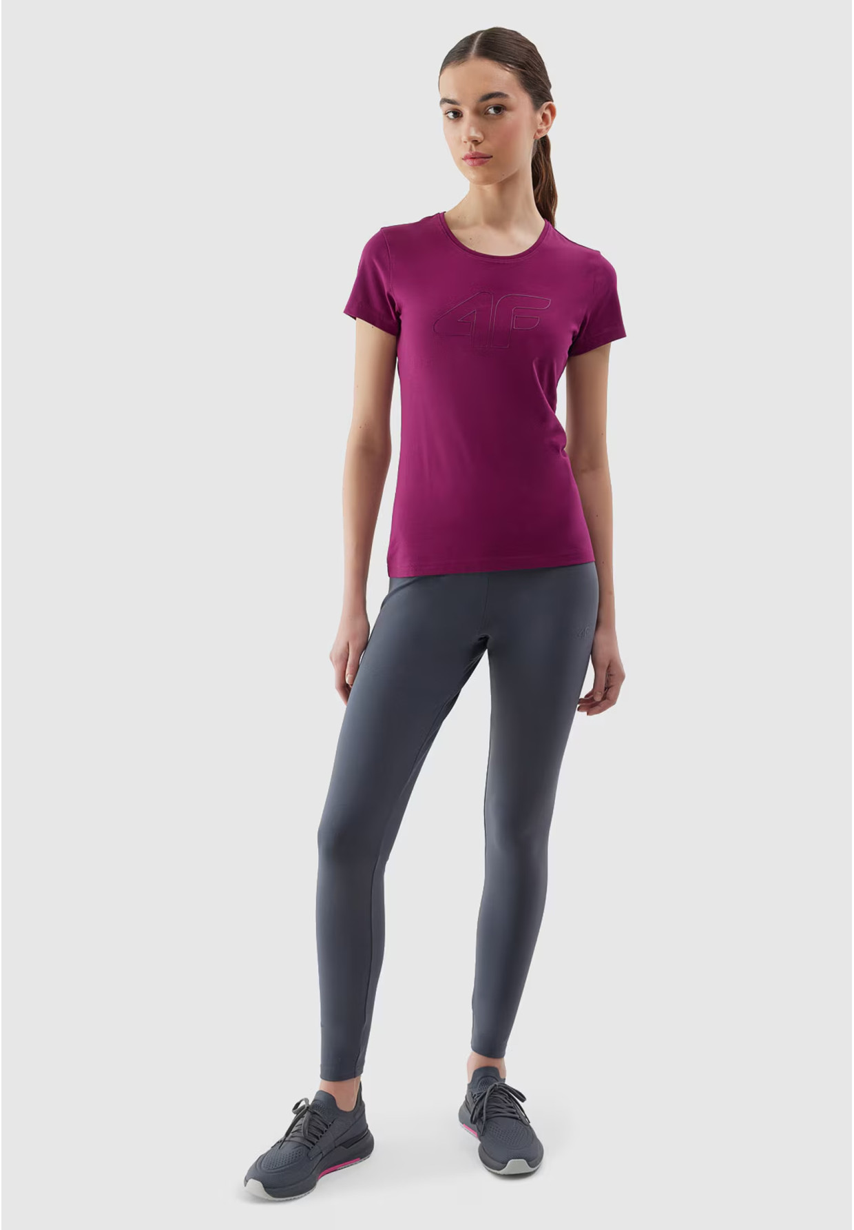 Legginsy Damskie 4F Sportowe Spodnie Dzianina Grafitowe 4FWSS24TTIGF137