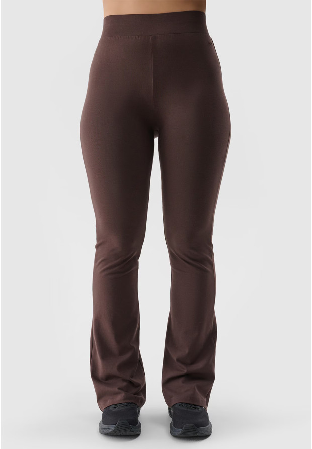 Legginsy Damskie 4F Sportowe Spodnie Z Rozszerzanymi Nogawkami Brązowe 4FWSS24TTIGF149