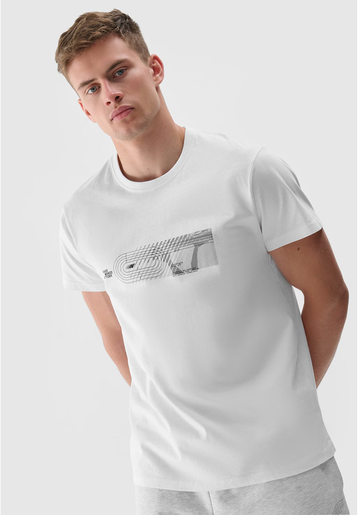 Koszulka Męska 4F T-shirt Sportowy Regular Biały Z Nadrukiem 4FRSS24TTSHM2470