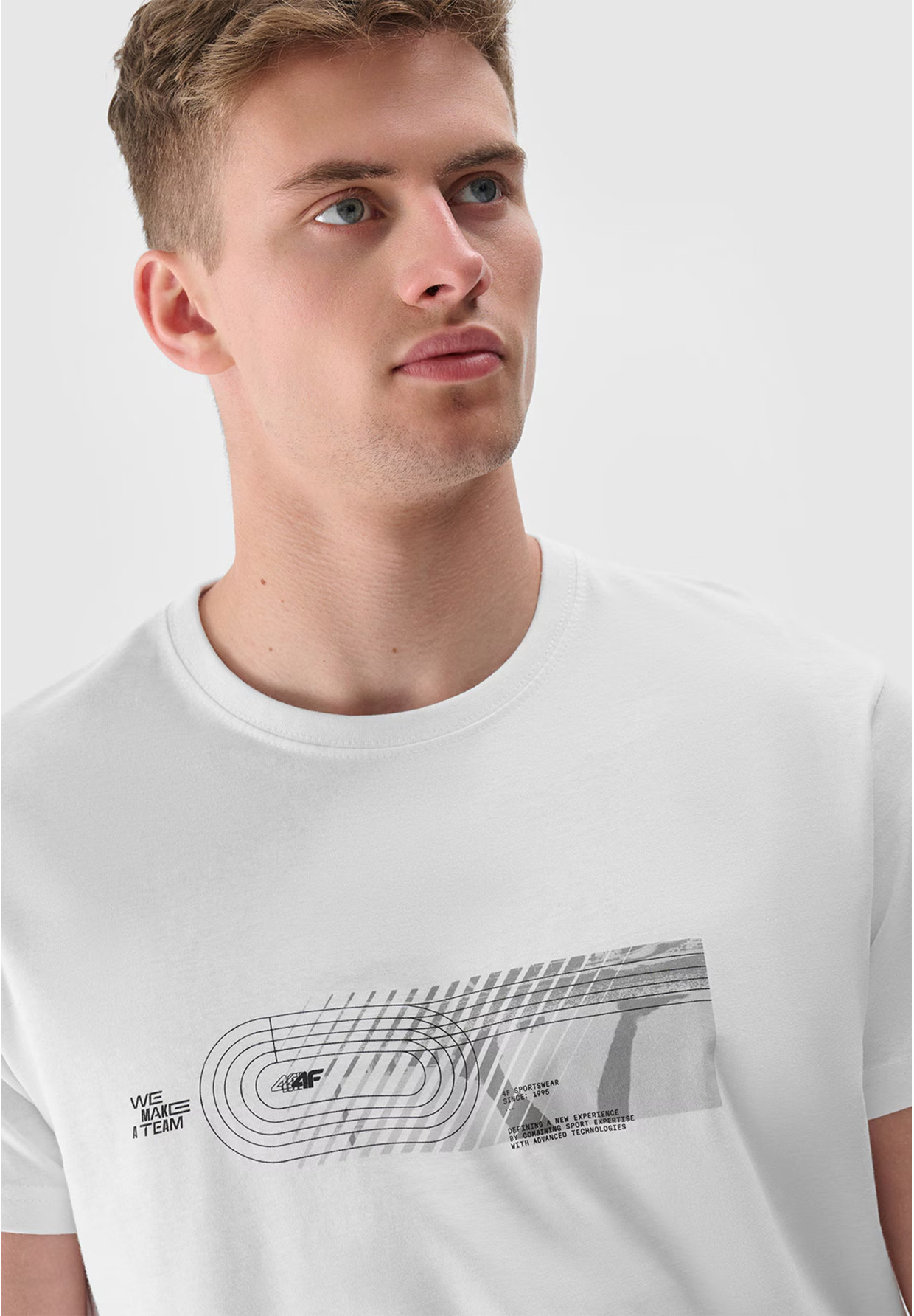 Koszulka Męska 4F T-shirt Sportowy Regular Biały Z Nadrukiem 4FRSS24TTSHM2470