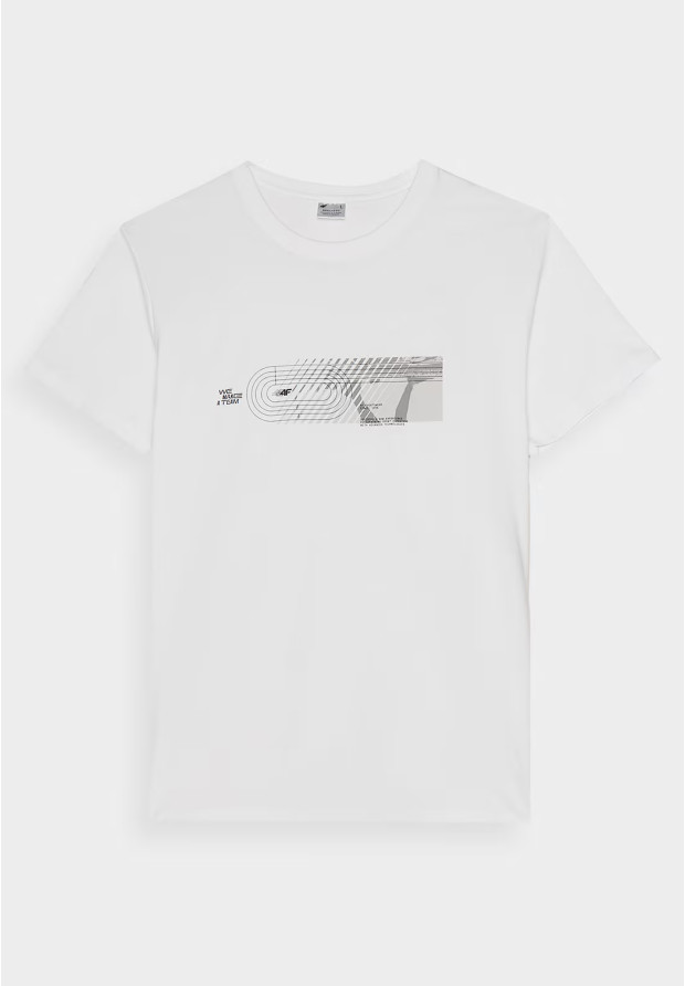 Koszulka Męska 4F T-shirt Sportowy Regular Biały Z Nadrukiem 4FRSS24TTSHM2470