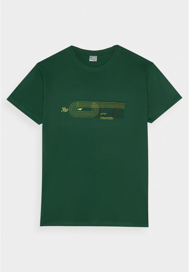 Koszulka Męska 4F T-shirt Sportowy Regular Z Nadrukiem Zielony 4FRSS24TTSHM2470