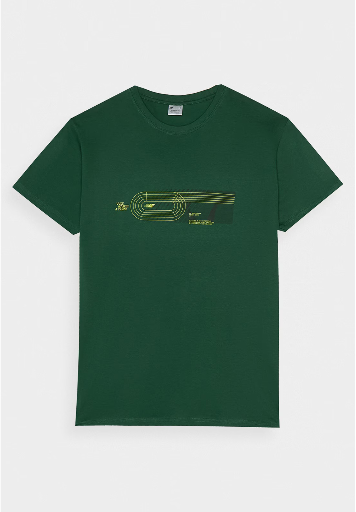 Koszulka Męska 4F T-shirt Sportowy Regular Z Nadrukiem Zielony 4FRSS24TTSHM2470