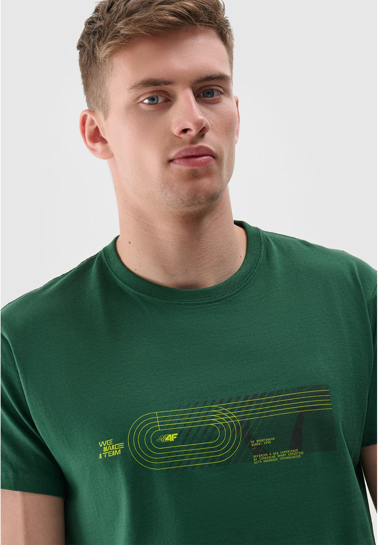 Koszulka Męska 4F T-shirt Sportowy Regular Z Nadrukiem Zielony 4FRSS24TTSHM2470