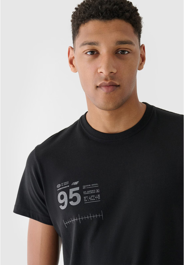 Koszulka Męska 4F T-shirt Sportowy Regular Z Nadrukiem Czarny 4FRSS24TTSHM2483