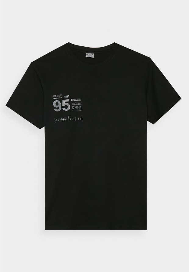 Koszulka Męska 4F T-shirt Sportowy Regular Z Nadrukiem Czarny 4FRSS24TTSHM2483
