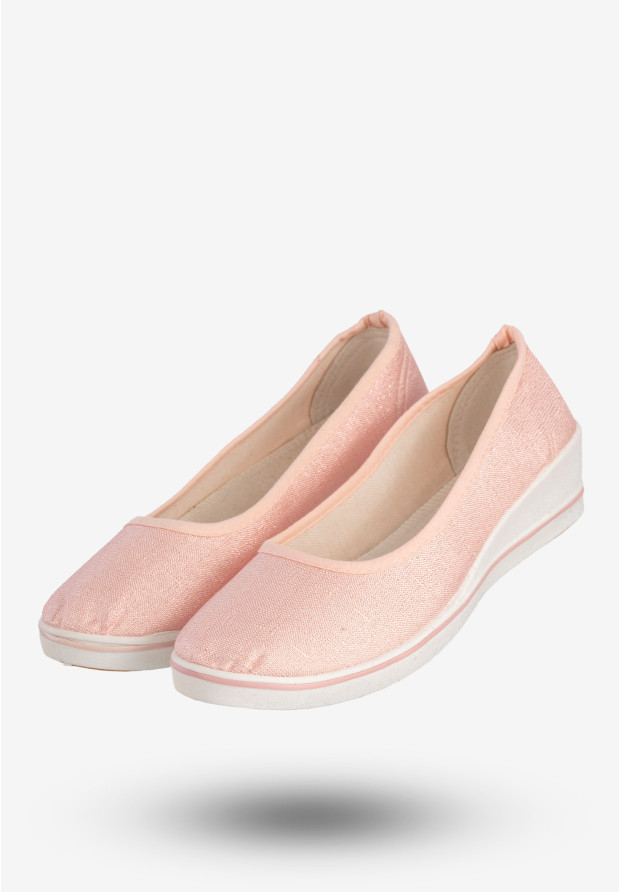 Baleriny Damskie Buty Błyszczące Półbuty Wsuwane Różowe Modern World 51