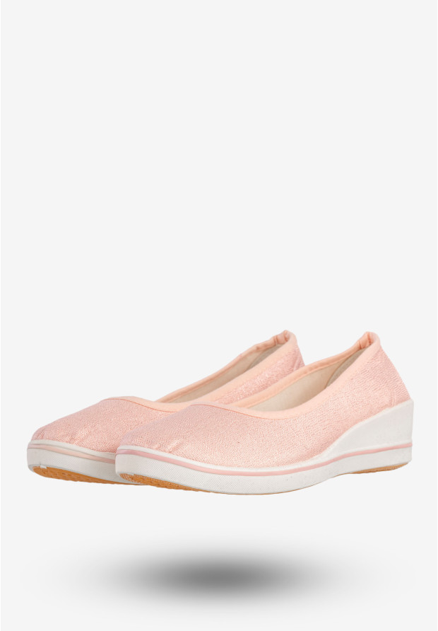 Baleriny Damskie Buty Błyszczące Półbuty Wsuwane Różowe Modern World 51