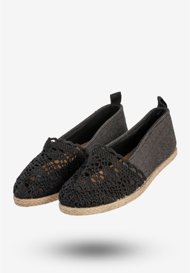 Espadryle Damskie Buty Ażurowe Lekkie Wsuwane Czarne News 8TX02-4712
