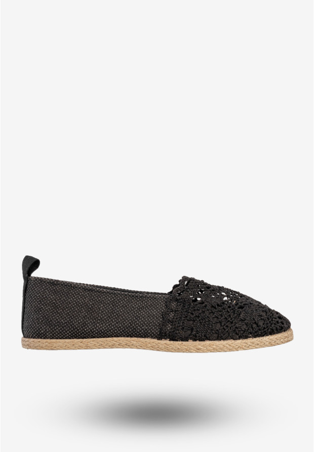 Espadryle Damskie Buty Ażurowe Lekkie Wsuwane Czarne News 8TX02-4712
