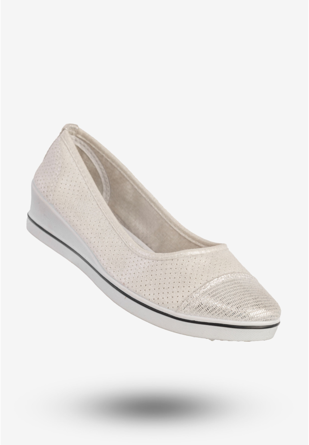 Baleriny Damskie Buty Wsuwane Półbuty Casual Białe News 8TX02-0266