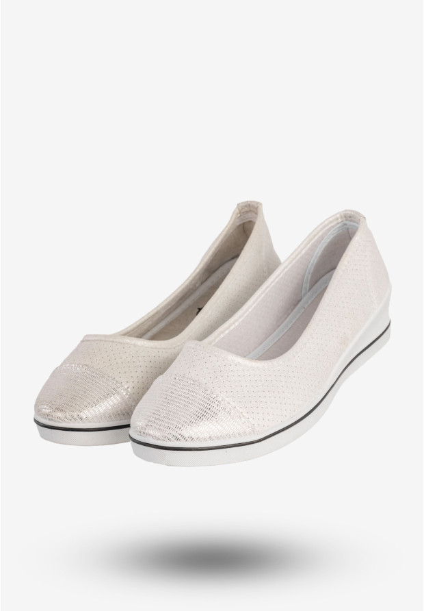 Baleriny Damskie Buty Wsuwane Półbuty Casual Białe News 8TX02-0266