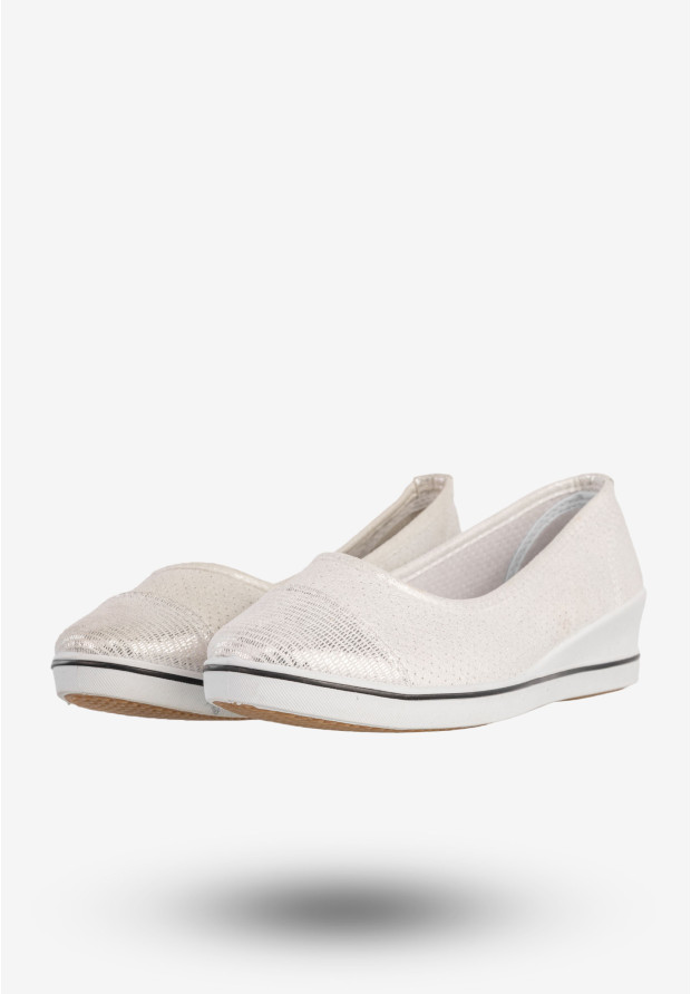 Baleriny Damskie Buty Wsuwane Półbuty Casual Białe News 8TX02-0266