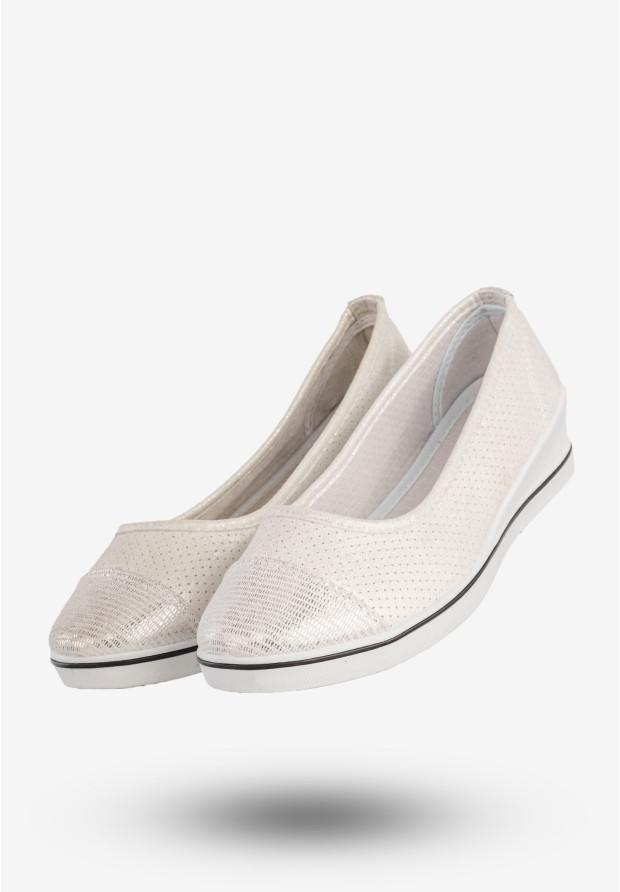 Baleriny Damskie Buty Wsuwane Półbuty Casual Białe News 8TX02-0266
